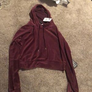Burgundy velvet hoodie